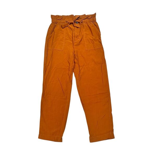Madewell Women's Dunaway Paperbag Ankle‎ Belted Pants in Pecan Rust Orange Large - Picture 1 of 9